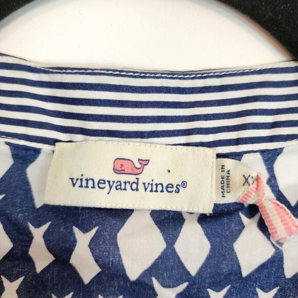 Vineyard Vines Diamond Fish Tiered‎ Top Tassel Tie Neck Cotton Nautical Navy XS - Picture 7 of 11